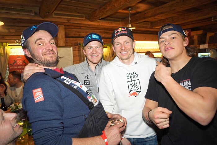 Alexander Steen Olsen, Henrik Kristoffersen und Timon Haugan (v. r.)