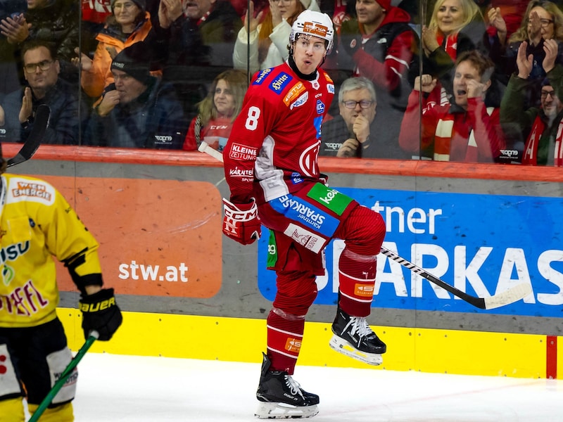 Jubel in Dauerschleife: KAC-Ass Nick Petersen hält bei 48 Scorerpunkten. (Bild: GEPA pictures)