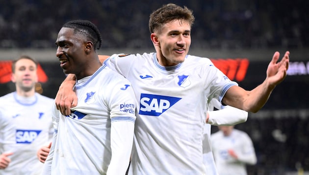 In einem wilden Spiel gelingt Hoffenheim ein 4:3-Sieg gegen Anderlecht.  (Bild: APA/AFP/JOHN THYS)