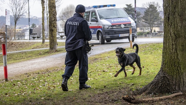 Police operation after the bloody attack in Lehener Park. (Bild: Tschepp Markus)