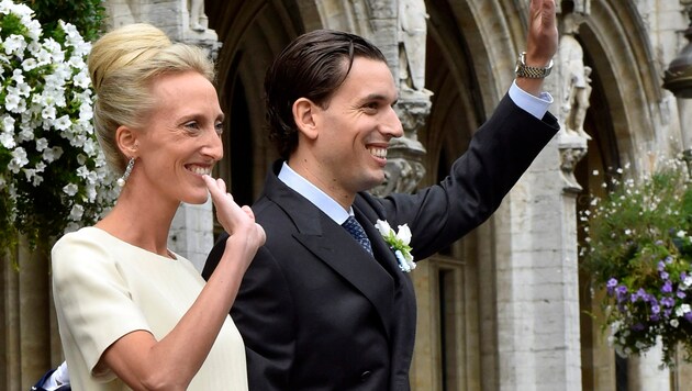 Princess Maria-Laura of Belgium (R) and William Isvy