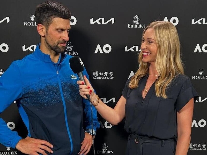 Schett with favorite interview partner Djokovic. (Bild: babsschett/instagram)