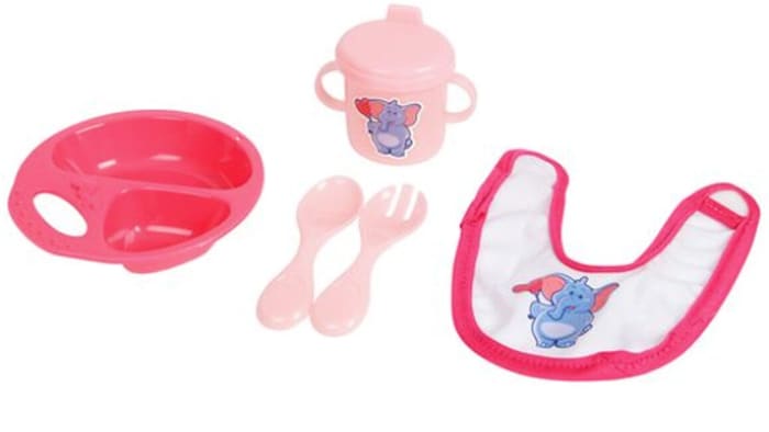 Feeding set for baby doll - 5 pieces