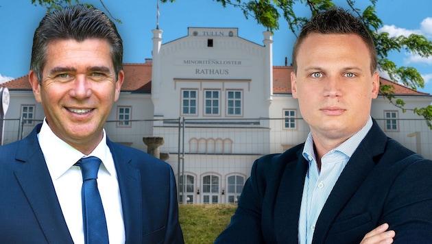 Erklärter Tempo-30-Gegner Bors (rechts) wird nun selbst ausgebremst. Er darf nicht Vize von Bürgermeister Peter Eisenschenk (links) werden. Das Amt wird eingespart. (Bild: FPÖ Tulln, Stadtgemeinde Tulln, Attila Molnar)