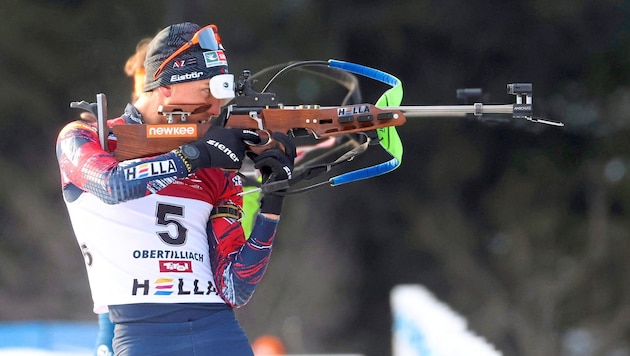 Fredrik Mühlbacher ist bei der Biathlon-EM in bestechender Form. (Bild: Tröster Andreas/ANDREAS TROESTER)