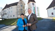 Die Parteichefs Mario Kunasek (FPÖ) und Manuela Khom (ÖVP) geben in Seggau den Takt bei der ...