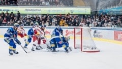 Goalie Lamoureux glänzte gegen Nienhuis (M.) und die Eisbullen mehrmals. (Bild: 2024 EC Red Bull Salzburg)