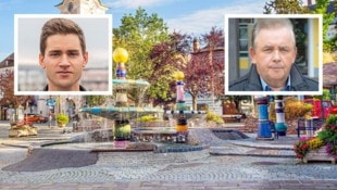 Hochspannung in Zwettl: Wahlsieger Alex Leutgeb (li.) fordert Arbeitsbereiche, in denen sich sein Team gut einbringen kann. Stadtchef Franz Mold (re.) will mit Koalitionsverhandlungen kommende Woche starten. (Bild: Krone KREATIV/Klaus Schindler (3))