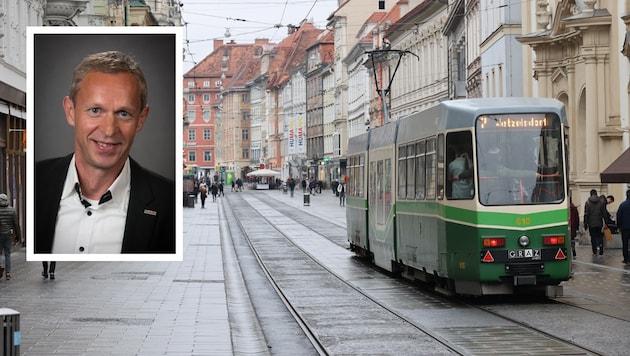 Vacancies, dying city centers: The "Krone" asked the head of tourism in Graz for an interview. (Bild: Krone KREATIV/Christian Jauschowetz, Neil Gates)