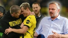 Didi Hamann (r.) fand Mike Tullbergs Abschiedsrunde zu viel. (Bild: Mario Urbantschitsch, APA/AFP/INA FASSBENDER)