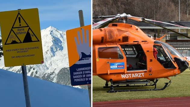 Ein Hubschrauber brachte die Einsatzkräfte zur Unglücksstelle. (Bild: ZOOM Tirol/Hubert Rauth)