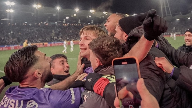 Die Austria zelebrierte den Einzug ins Cup-Halbfinale! (Bild: FK Austria Wien)