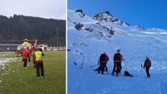 Hubschrauber flogen die Einsatzkräfte am Sonntagvormittag zur Lawine, die sich im Bereich des Tristkopfs löste. (Bild: Bergrettung Westendorf)