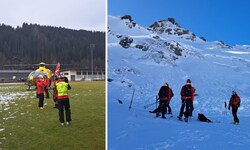 Hubschrauber flogen die Einsatzkräfte am Sonntagvormittag zur Lawine, die sich im Bereich des ...