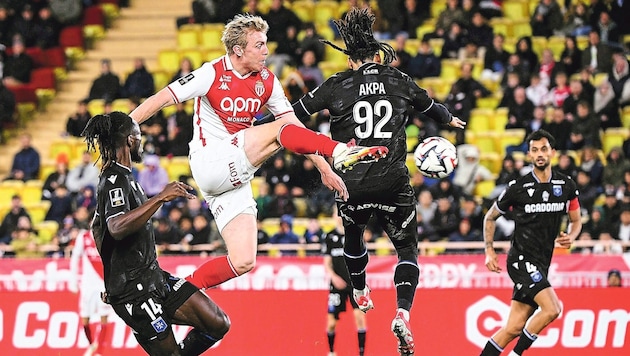 Mika Biereth scored his first hat-trick for Monaco - Sturm missed him. (Bild: GEPA/GEPA pictures)