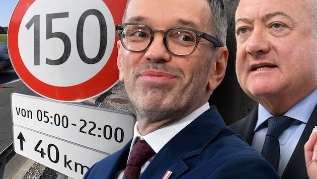 The new government could introduce new speed limits on our freeways. (Bild: Krone KREATIV/APA/picturedesk.com/Roland Schlager, APA/HELMUT FOHRINGER)