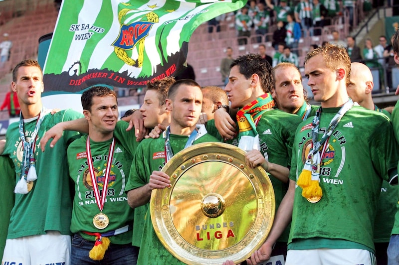 2008 war Maierhofer (li.) Teil der bisher letzten Meister-Truppe von Rapid. (Bild: GEPA/GEPA pictures)