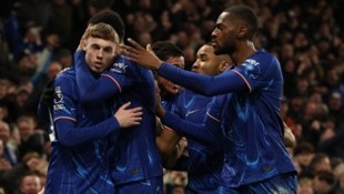 Freudig gestimmte „Blues“-Spieler