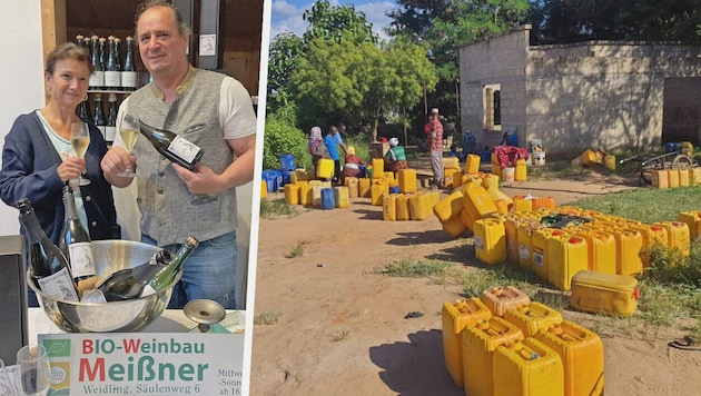 Actually frowned upon in gastronomy: charging money for water. At Meißner's Heurigen, however, this is the cornerstone of a major charity project. (Bild: Krone KREATIV/Meißner; zVg)