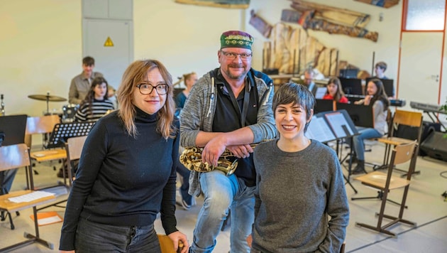 Autorin Angelika Reitzer, Archie Hochörtler und Komponistin Laura Winkler (Bild: Juergen Fuchs)