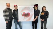 OÖLKG-Chef Alfred Weidinger, Medienkünstler Ness Nissla, der Sponsor Zaphodok sowie Kuratorin ...