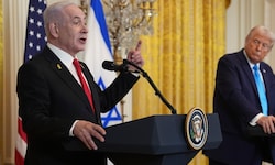 Benjamin Netanjahu (l.) besuchte US-Präsident Donald Trump als erster Auslandsgast im Weißen ...