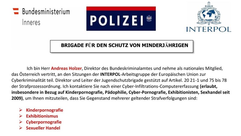 Der Briefkopf des betrügerischen Schreibens schaut echt aus (Bild: LPD OÖ)