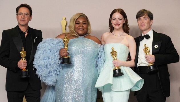 Die Vorjahressieger Robert Downey Jr., Da‘Vine Joy Randolph, Emma Stone und Cillian Murphy sind in diesem Jahr Oscar-„Presenter“ (Bild: APA/Jordan Strauss/Invision/AP)