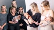 Bild links: Fünf „blonde“ Generationen auf einem Foto. Bild rechts: Chiara und Sarah mit ihren ...