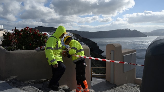 Statt Touristenansturm nun Geisterstadt: Etwa zwei Drittel der Inselbewohner haben Santorin bereits verlassen. (Bild: AFP)