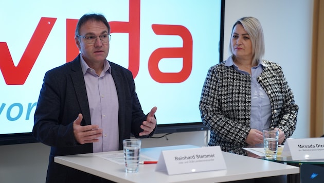 Reinhard Stemmer and Mirsada Dizdarevic at the press conference on Thursday. (Bild: ÖGB)