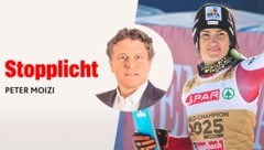 „Krone“-Sportchef Peter Moizi über unsere Goldene Stephanie Venier (Bild: Krone KREATIV/Sepp Pail)