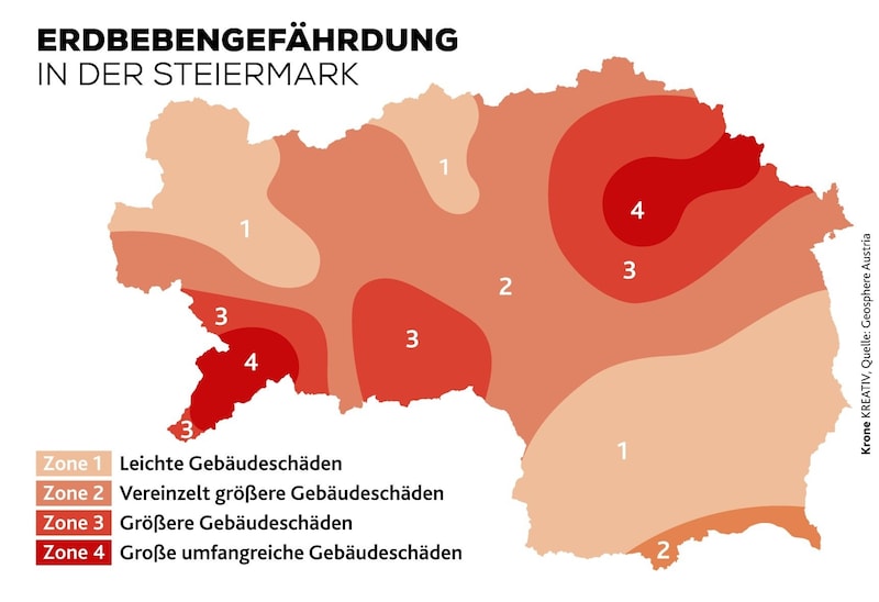 Die steiermarkweite Gefährdung im Überblick (Bild: Krone KREATIV)