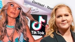 Zuerst zu viel, dann zu wenig: Influencern sollte man bezüglich Cortisol nicht blind vertrauen. Zwei Beispiele von Stars, die wirklich ernsthaft erkrankt sind und Cortisol dafür ausschlaggebend ist: TikTok-Star Taylor Rousseau Grigg (li., starb im Vorjahr) und Schauspielerin Amy Schumer (re.) (Bild: Krone KREATIV/stock.adobe.com/viennareport/instagram/itstaylorrousseau)