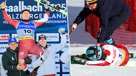 Einen Tag nach dem schweren Sturz von Ricarda Haaser (re.) jubelt ihr Bruder Raphael über die Silbermedaille. (Bild: GEPA pictures)