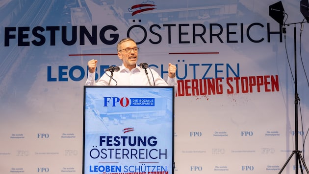 Die „Festung Österreichs“ wurde zu Kickls bestimmenden Wahlkampfthema – diese will er auch als Kanzler umsetzen. (Bild: APA/EXPA/DOMINIK ANGERER)