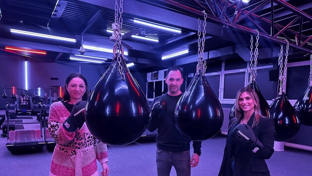 Tanja Plankl with Patrick and Monika Strickner at "HIITletics" in Klagenfurt