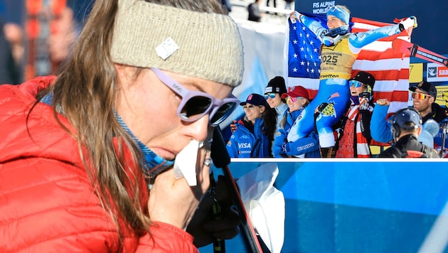 Tears of joy for Breezy Johnson after her sensational triumph (Bild: Birbaumer Christof)