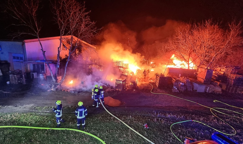 Starke Windböen sorgten für eine rasche Brandausbreitung. (Bild: APA/BFKDO BADEN/STEFAN SCHNEIDER)