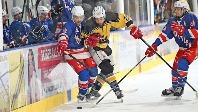 Arnoldstein's Eldin Hadic (right) against Köttern's Martin Leitner. (Bild: Sobe Hermann/Ersteller : Hermann Sobe , 9232 Rosegg, Urheberrecht , Credit -Photo by Medienservice HS H.Sobe)