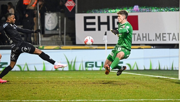 GAK-Keeper Florian Wiegele hielt und hielt, war Mann des Spiels gegen Altach. (Bild: GEPA/GEPA pictures)