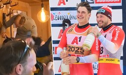 Marco Odermatt, Franjo von Allmen und Alexis Monney