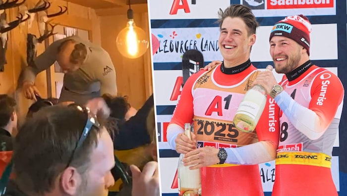 Marco Odermatt, Franjo von Allmen and Alexis Monney