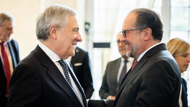 From left: Italy's Foreign Minister Antonio Tajani and interim Chancellor Alexander Schallenberg (Bild: APA/BMEIA/Michael Gruber)