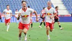 Salzburg-Stürmer Phillip Verhounig (li.) ist mit seinen acht Treffern Top-Torjäger in der Youth League.  (Bild: GEPA)