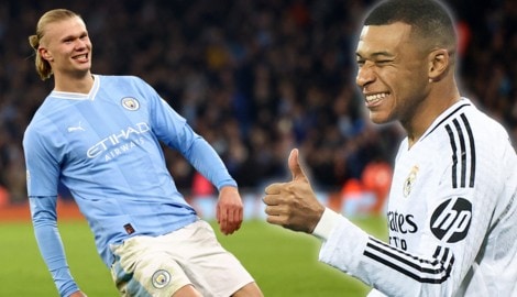 Haaland (li.) und Mbappe sind  mit ihren Klubs auf Kurs Achtelfinale
