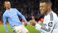 Kylian Mbappe (re.) trifft mit Heimvorteil auf Erling Haaland.