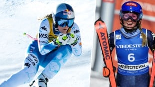 Lindsey Vonn (links) riss bei der Abfahrt einen großen Rückstand auf. Den hätte auch Mikaela Shiffrin nicht aufholen können. (Bild: GEPA)