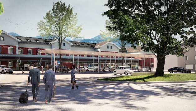 This is how the station in the Alpine town will soon look. (Bild: ÖBB/Marte.Marte Architekten)