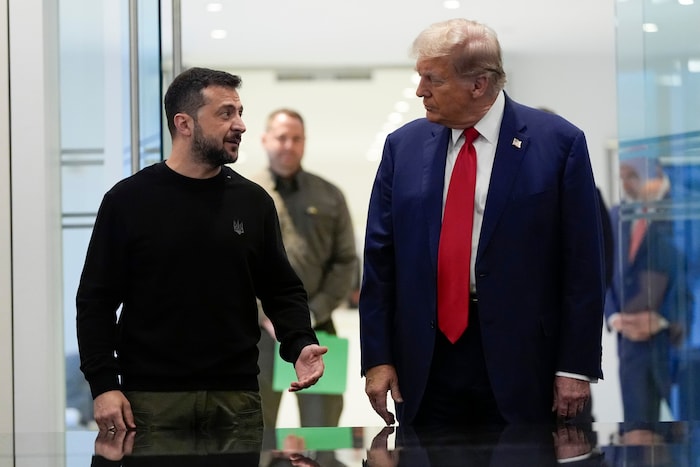 Donald Trump with Ukraine President Volodymyr Selensky in New York in September 2024. Last week, Trump announced that he would "probably" meet Zelensky in person soon.